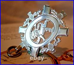 Scottish Pocket Watch Chain Fob Sterling Silver 1909 Rampant Lion & Thistle Fob
