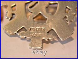 Scottish Pocket Watch Chain Fob Sterling Silver 1909 Rampant Lion & Thistle Fob