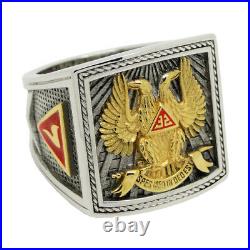 Scottish Rite 32 Degree Wings Up Masonic Knights Templar Silver 18k Gold Plated