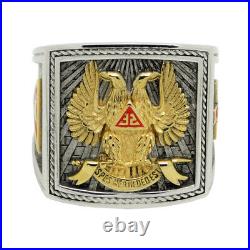 Scottish Rite 32 Degree Wings Up Masonic Knights Templar Silver 18k Gold Plated