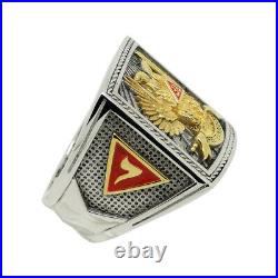 Scottish Rite 32 Degree Wings Up Masonic Knights Templar Silver 18k Gold Plated