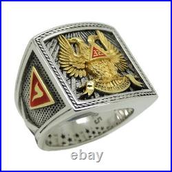 Scottish Rite 32 Degree Wings Up Masonic Knights Templar Silver 18k Gold Plated