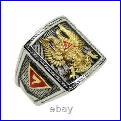 Scottish Rite 32 Degree Wings Up Masonic Knights Templar Silver 18k Gold Plated
