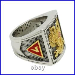 Scottish Rite 32 Degree Wings Up Masonic Knights Templar Silver 18k Gold Plated