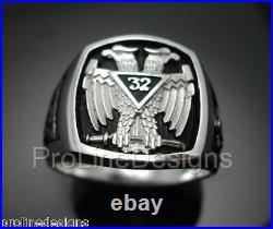 Scottish Rite 32nd Degree Double Eagle #005B Sterling Silver. 925 Masonic Ring
