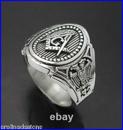 Scottish Rite 32nd Degree Double Eagle Masonic Sterling Silver Ring #025O