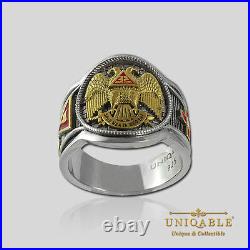 Scottish Rite Masonic Freemason Ring. 925 Silver Gold 18K Plated by UNIQABLE