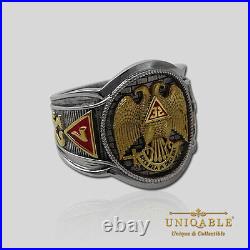 Scottish Rite Masonic Freemason Ring. 925 Silver Gold 18K Plated by UNIQABLE