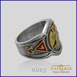 Scottish Rite Masonic Freemason Ring. 925 Silver Gold 18K Plated by UNIQABLE