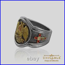 Scottish Rite Masonic Freemason Ring. 925 Silver Gold 18K Plated by UNIQABLE