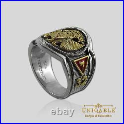 Scottish Rite Masonic Freemason Ring. 925 Silver Gold 18K Plated by UNIQABLE