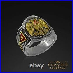 Scottish Rite Masonic Freemason Ring. 925 Silver Gold 18K Plated by UNIQABLE