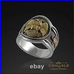 Scottish Rite Masonic Freemason Ring. 925 Silver Gold 18K Plated by UNIQABLE