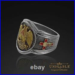 Scottish Rite Masonic Freemason Ring. 925 Silver Gold 18K Plated by UNIQABLE