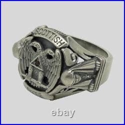 Scottish Rite Masonic Ring Sterling Silver 925 Ruby Knights Templar by UNIQABLE