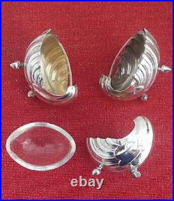 Scottish Seashell Sterling Silver Salts X 3 Edinburgh 1899 Hamilton & Inches