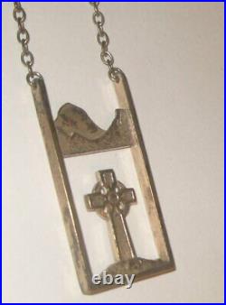 Scottish Shetland Silver Robert Welch Iona Celtic Cross Pendant Necklace