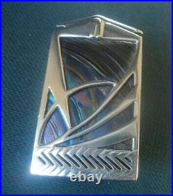 Scottish Silver Art Deco Brooch Pendant 1980s Pat Cheney / John Ditchfield Glass