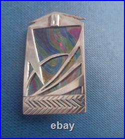 Scottish Silver Art Deco Brooch Pendant Pat Cheney / John Ditchfield Glass 1980s