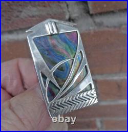 Scottish Silver Art Deco Brooch Pendant Pat Cheney / John Ditchfield Glass 1980s