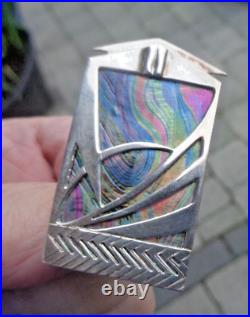 Scottish Silver Art Deco Brooch Pendant Pat Cheney / John Ditchfield Glass 1980s