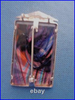 Scottish Silver Art Deco Brooch Pendant Pat Cheney / John Ditchfield Glass 1980s