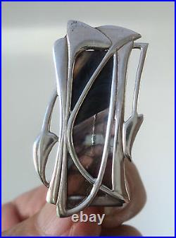 Scottish Silver Art Nouveau Brooch Pat Cheney / John Ditchfield Glass 1980s