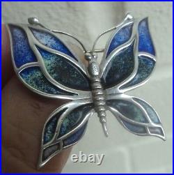 Scottish Silver & Enamel Butterfly Brooch h/m 1989 Norman Grant / Dust Jewellery
