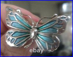 Scottish Silver & Enamel Butterfly Brooch h/m 1990 Norman Grant / Dust Jewellery
