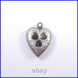 Scottish Silver Heart Pendant Antique Agate 925 sterling Birmingham 1902