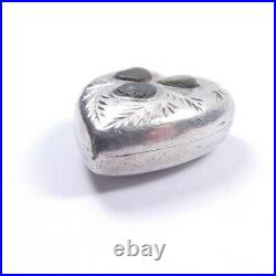 Scottish Silver Heart Pendant Antique Agate 925 sterling Birmingham 1902