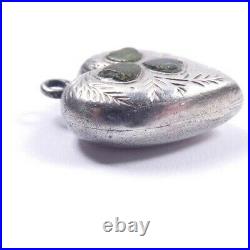 Scottish Silver Heart Pendant Antique Agate 925 sterling Birmingham 1902