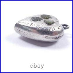 Scottish Silver Heart Pendant Antique Agate 925 sterling Birmingham 1902