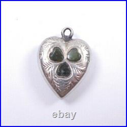 Scottish Silver Heart Pendant Antique Agate 925 sterling Birmingham 1902