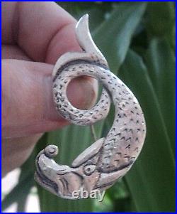 Scottish Silver Iona Sea Serpant VERY LARGE Brooch Celtic Art Industies 1960s