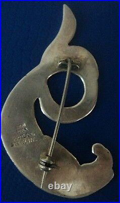 Scottish Silver Iona Sea Serpant VERY LARGE Brooch Celtic Art Industies 1960s