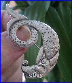 Scottish Silver Iona Sea Serpant VERY LARGE Brooch Celtic Art Industies 1960s