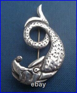 Scottish Silver Iona Sea Serpant VERY LARGE Brooch Celtic Art Industies 1960s