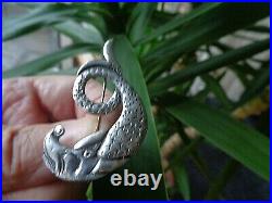 Scottish Silver Iona Sea Serpant VERY LARGE Brooch Celtic Art Industies 1960s