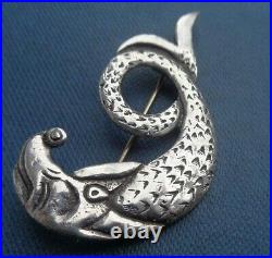 Scottish Silver Iona Sea Serpant VERY LARGE Brooch Celtic Art Industies 1960s