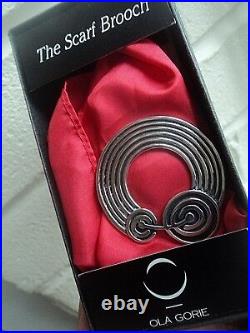 Scottish Silver LARGE Mackintosh SCARF Brooch + Box Ola Gorie 1991 Edinburgh