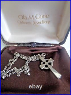 Scottish Silver St. Peter's Cross Pendant Ola Gorie Orkney h/m 1976 Edinburgh