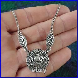 Scottish Sterling Silver 1959 Hallmarked Iona Viking Ship Panel Station Necklace