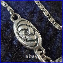 Scottish Sterling Silver 1959 Hallmarked Iona Viking Ship Panel Station Necklace