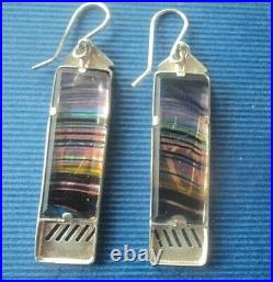 Scottish Sterling Silver Art Deco Earrings Pat Cheney & John Ditchfield Glass