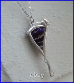 Scottish Sterling Silver Art Nouveau Pendant Pat Cheney + John Ditchfield Glass