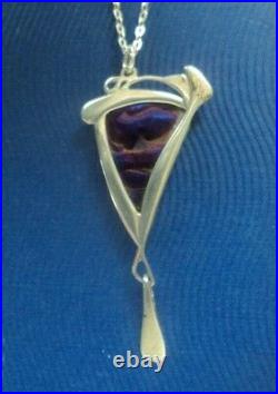 Scottish Sterling Silver Art Nouveau Pendant Pat Cheney + John Ditchfield Glass