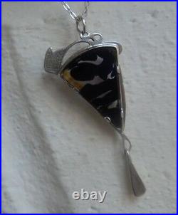 Scottish Sterling Silver Art Nouveau Pendant Pat Cheney + John Ditchfield Glass