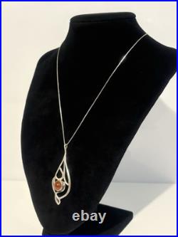 Scottish Sterling Silver & Banded Agate Pendant H/M Edinburgh 1975 Ola Gorge Scottish Sterling Silver & Banded Agate Pendant H/M Edinburgh 1975 Ola Gorge