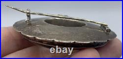 Scottish Sterling Silver Brooch Pendant Hand Chase Round Agate Victorian Antique